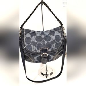 Coach Poppy Signature Hobo Denim Purse Blue